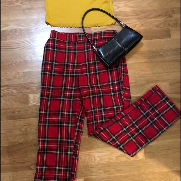 $10. Red Plaid Pants